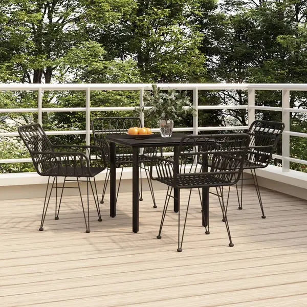 Gossi set mobilier de gradina, 5 piese, negru, poliratan