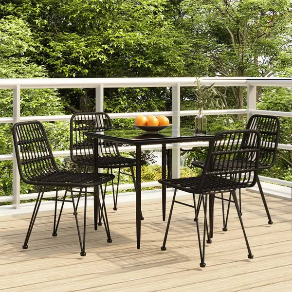 Gossi set mobilier de gradina, 5 piese, negru, poliratan