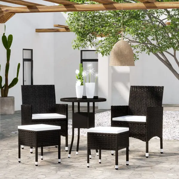 Gossi set mobilier de gradina, 5 piese, negru, poliratan