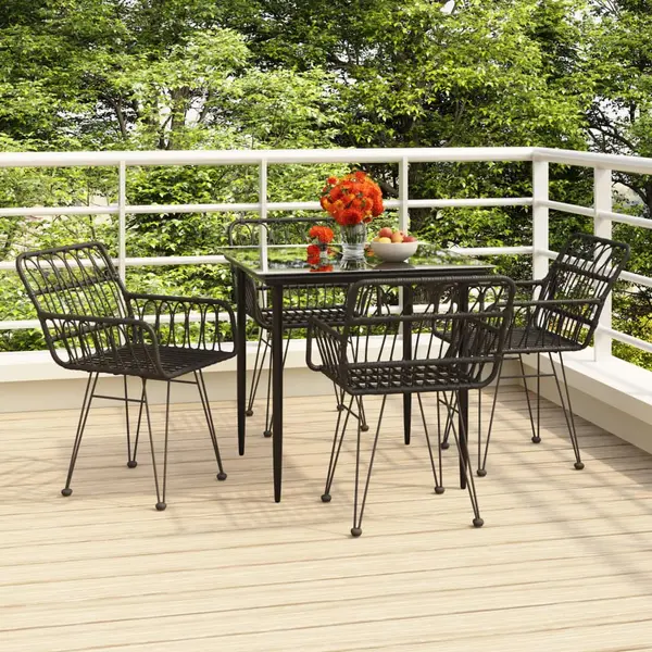 Gossi set mobilier de gradina, 5 piese, negru, poliratan