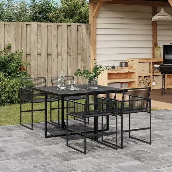 Gossi set mobilier de gradina, 5 piese, negru, poliratan