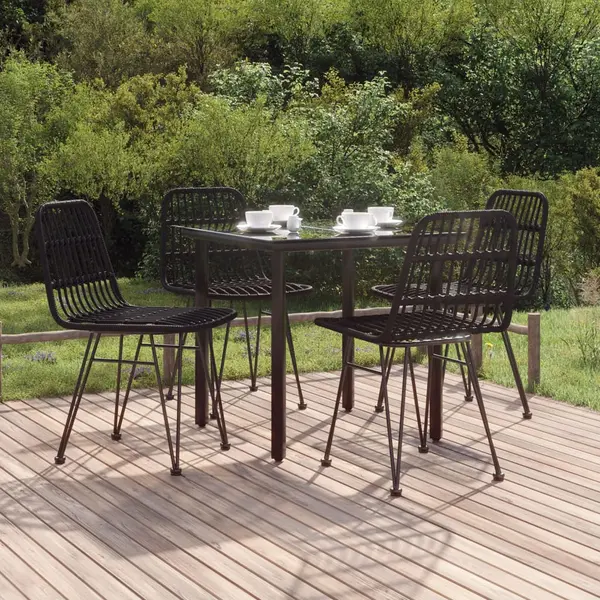 Gossi set mobilier de gradina, 5 piese, negru, poliratan