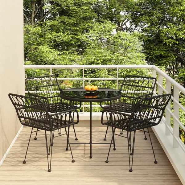 Gossi set mobilier de gradina, 5 piese, negru, poliratan