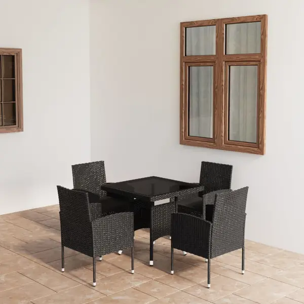 Gossi set mobilier de gradina, 5 piese, negru, poliratan