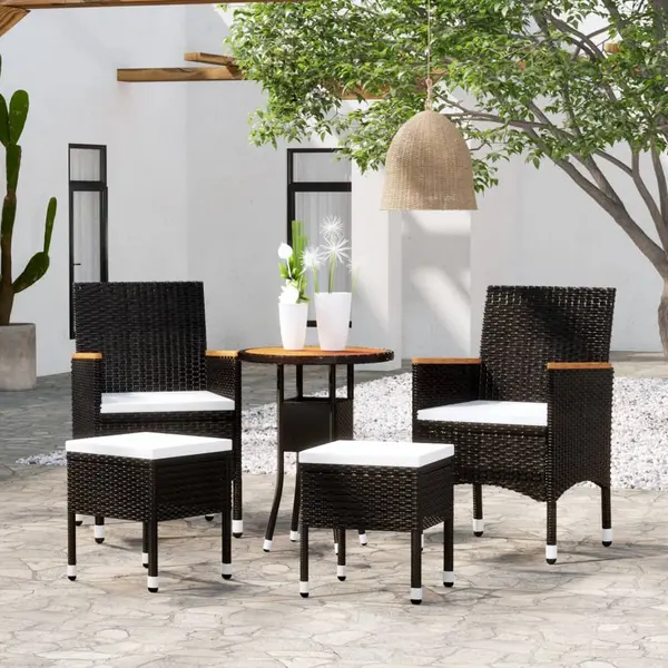 Gossi set mobilier de gradina, 5 piese, negru, poliratan