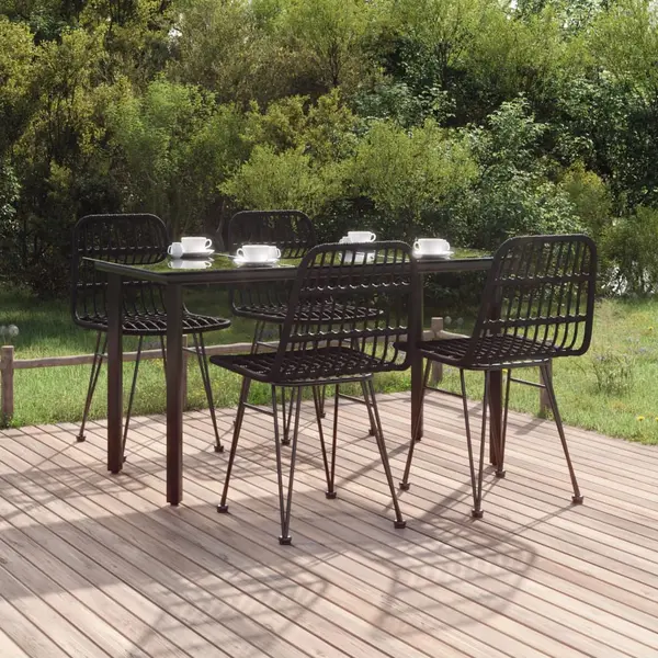 Gossi set mobilier de gradina, 5 piese, negru, poliratan