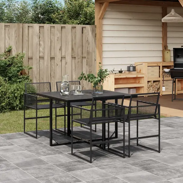 Gossi set mobilier de gradina, 5 piese, negru, poliratan