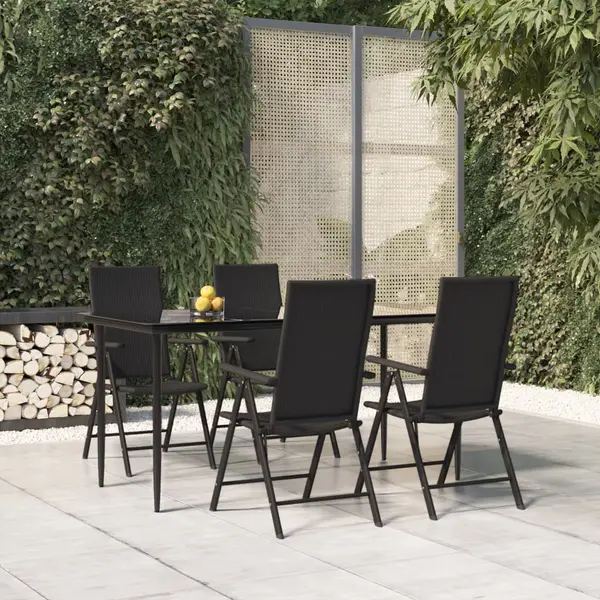 Gossi set mobilier de gradina, 5 piese, negru, poliratan