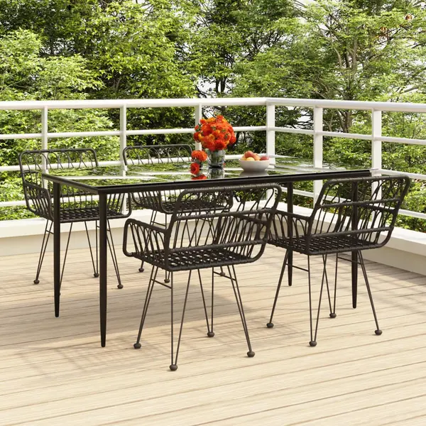 Gossi set mobilier de gradina, 5 piese, negru, poliratan