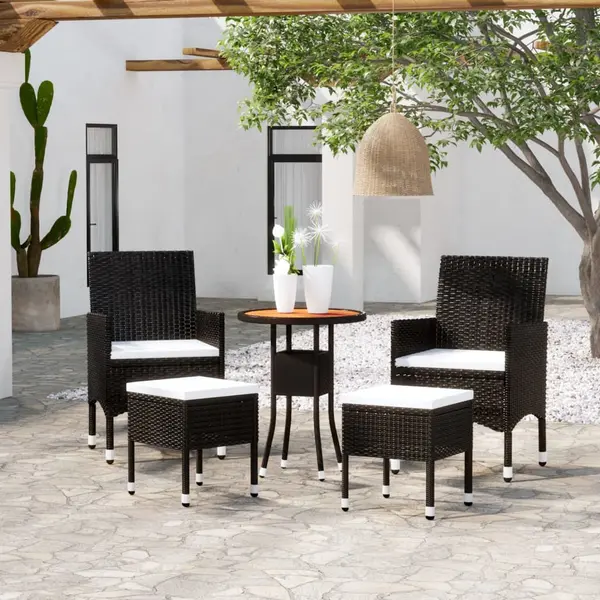 Gossi set mobilier de gradina, 5 piese, negru, poliratan