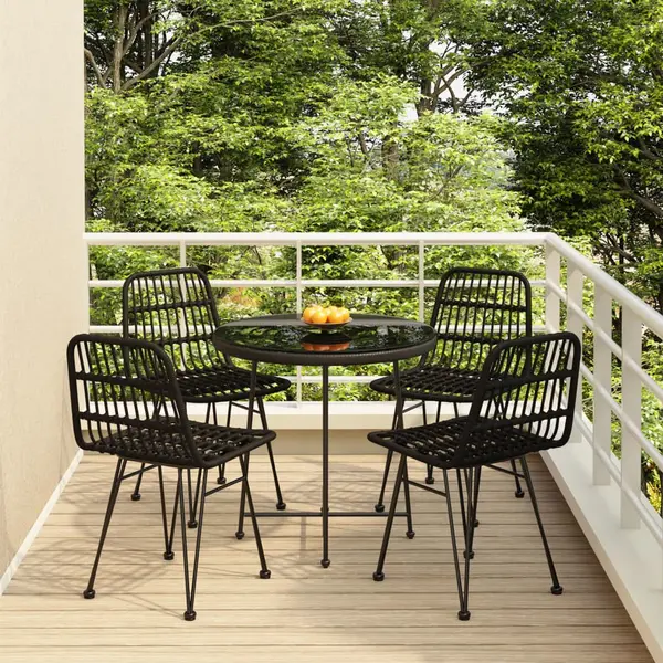 Gossi set mobilier de gradina, 5 piese, negru, poliratan