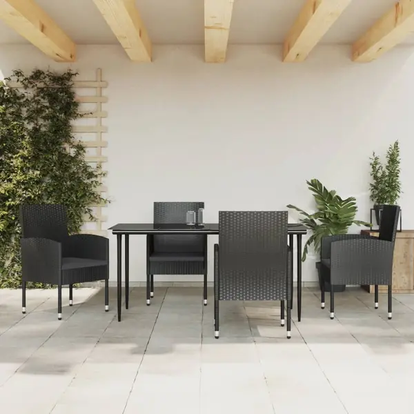 Gossi set mobilier de gradina, 5 piese, negru, poliratan si otel
