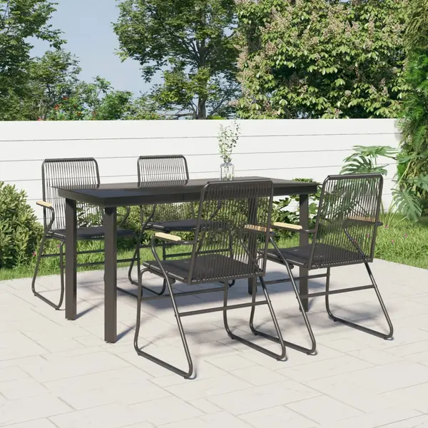 Gossi set mobilier de gradina, 5 piese, negru, ratan pvc