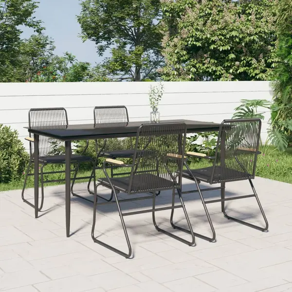 Gossi set mobilier de gradina, 5 piese, negru, ratan pvc
