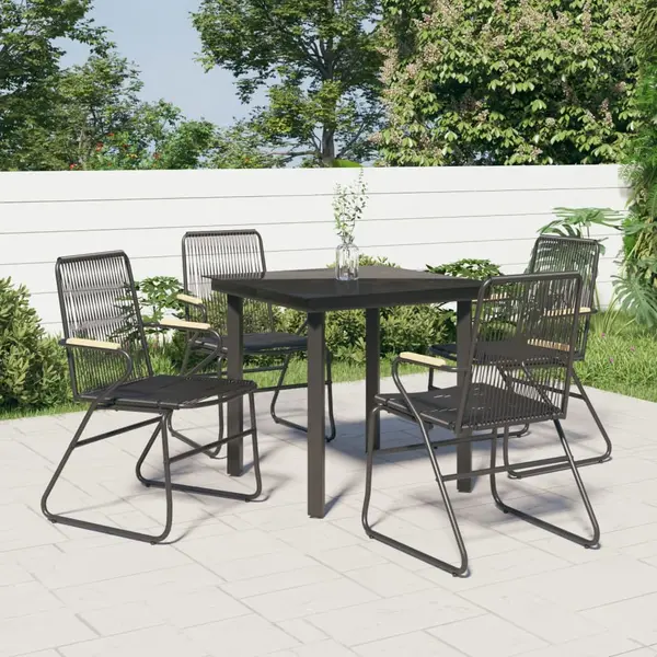 Gossi set mobilier de gradina, 5 piese, negru, ratan pvc