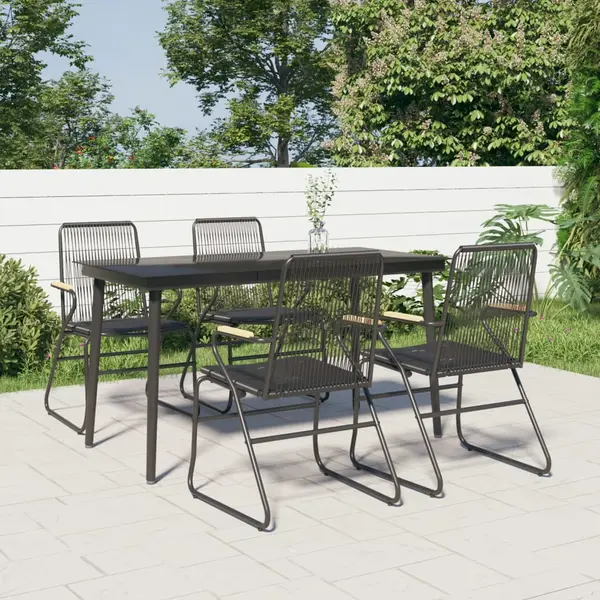 Gossi set mobilier de gradina, 5 piese, negru, ratan pvc