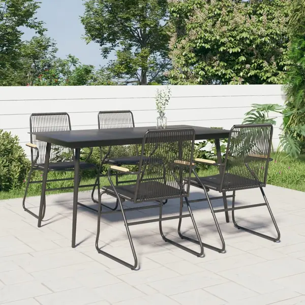 Gossi set mobilier de gradina, 5 piese, negru, ratan pvc