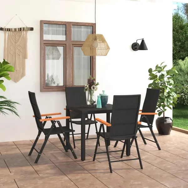 Gossi set mobilier de gradina, 5 piese, negru si maro