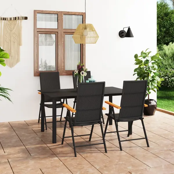 Gossi set mobilier de gradina, 5 piese, negru si maro