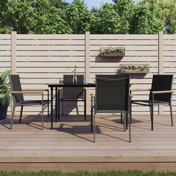 Gossi set mobilier de gradina, 5 piese, negru, textilena si otel