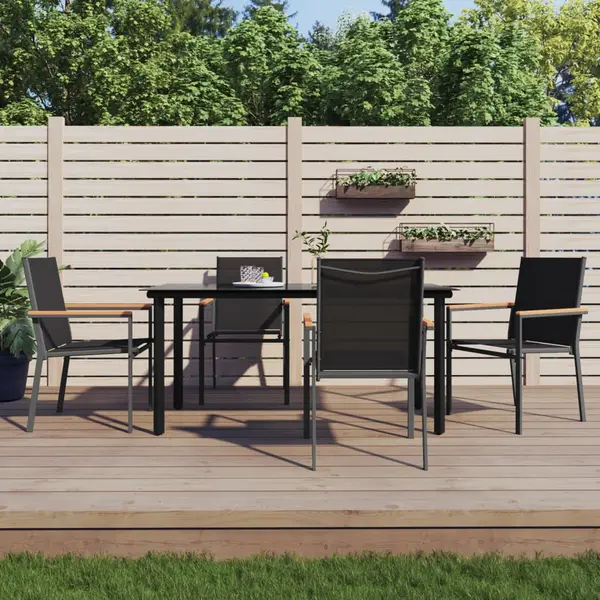 Gossi set mobilier de gradina, 5 piese, negru, textilena si otel