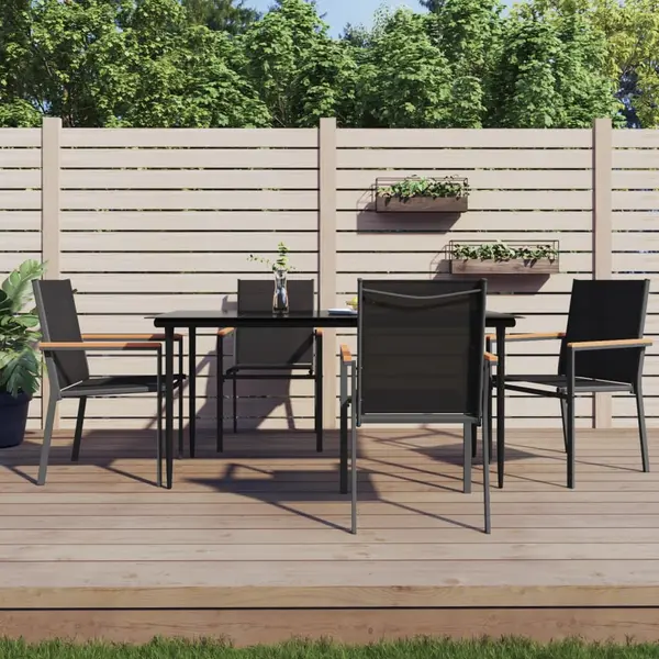 Gossi set mobilier de gradina, 5 piese, negru, textilena si otel