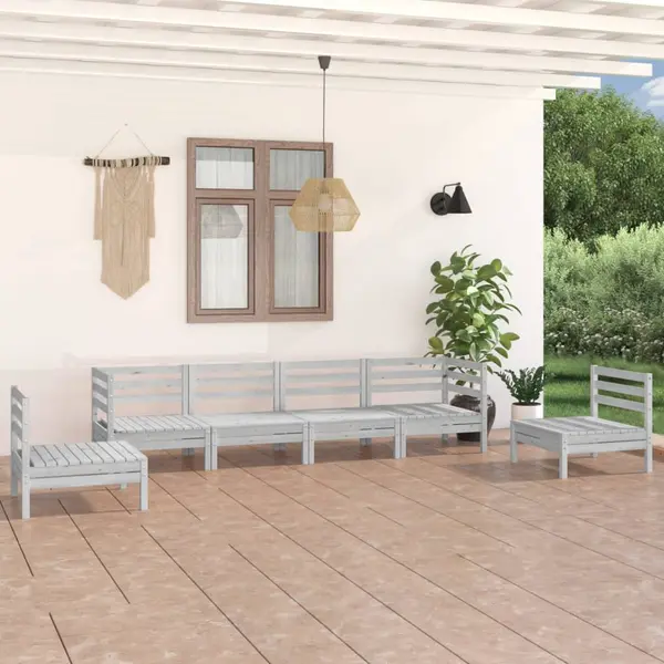 Gossi set mobilier de gradina, 6 piese, alb, lemn masiv de pin