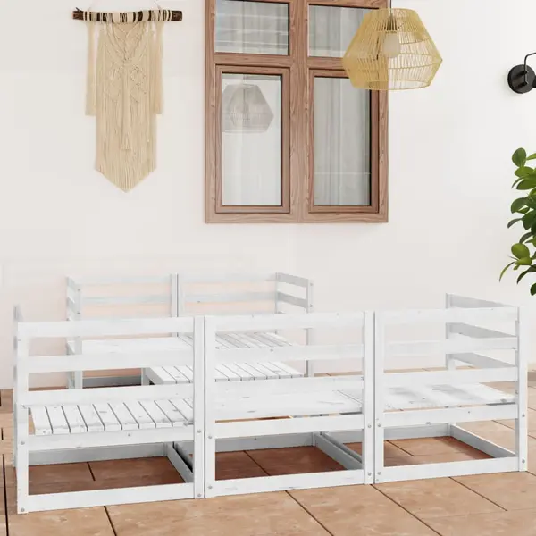 Gossi set mobilier de gradina, 6 piese, alb, lemn masiv de pin