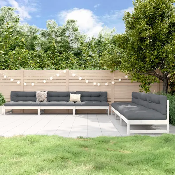 Gossi set mobilier de gradina, 6 piese, alb, lemn masiv pin