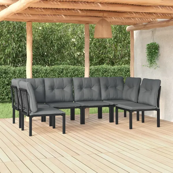 Gossi set mobilier de gradina, 6 piese, negru si gri, poliratan
