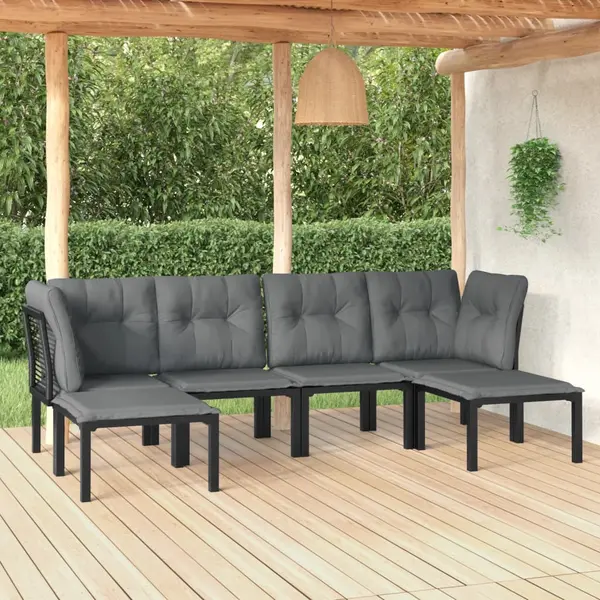 Gossi set mobilier de gradina, 6 piese, negru si gri, poliratan