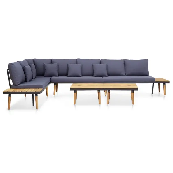 Gossi set mobilier de gradina 7 locuri, perne, maro lemn masiv acacia