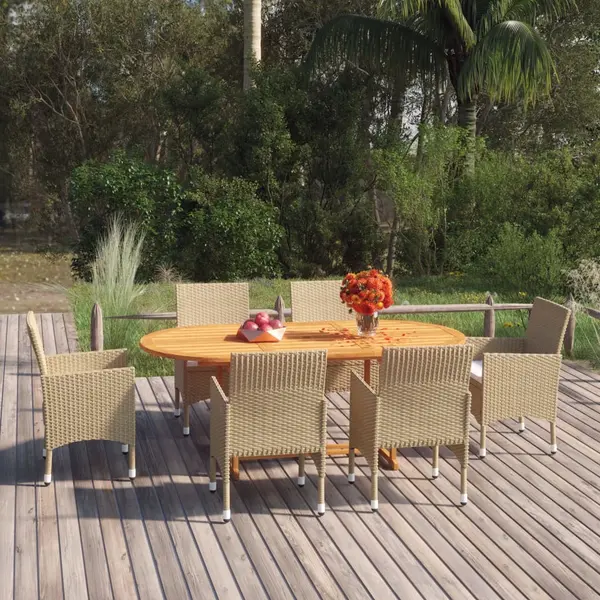 Gossi set mobilier de gradina, 7 piese, bej, poliratan