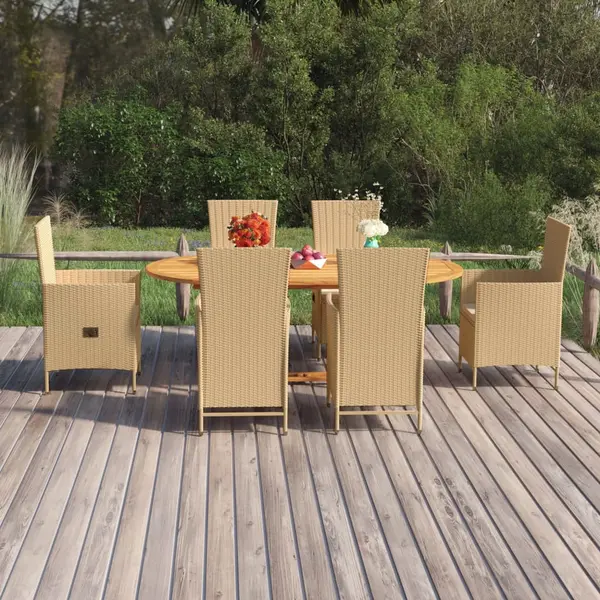 Gossi set mobilier de gradina, 7 piese, bej, poliratan