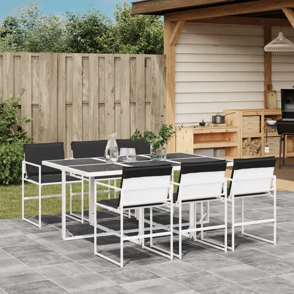 Gossi set mobilier de gradina, 7 piese, cu perne, alb, textilena
