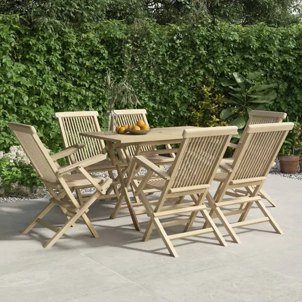 Gossi set mobilier de gradina, 7 piese, gri, lemn masiv de tec