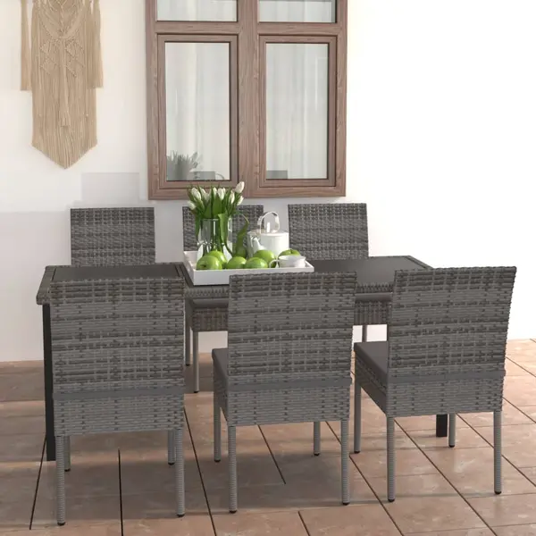 Gossi set mobilier de gradina, 7 piese, gri, poliratan