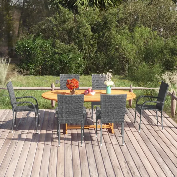 Gossi set mobilier de gradina, 7 piese, gri, poliratan