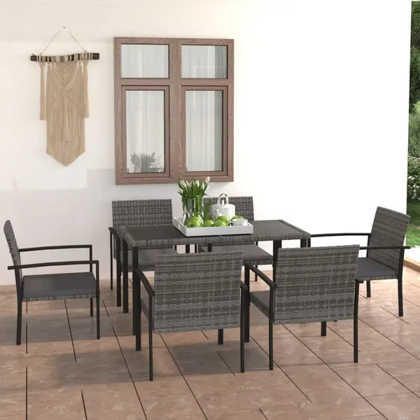 Gossi set mobilier de gradina, 7 piese, gri, poliratan