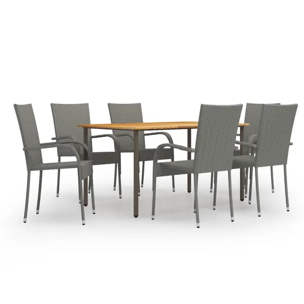 Gossi set mobilier de gradina, 7 piese, gri, poliratan
