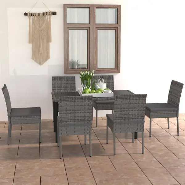 Gossi set mobilier de gradina, 7 piese, gri, poliratan