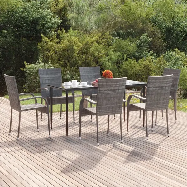 Gossi set mobilier de gradina, 7 piese, gri, poliratan