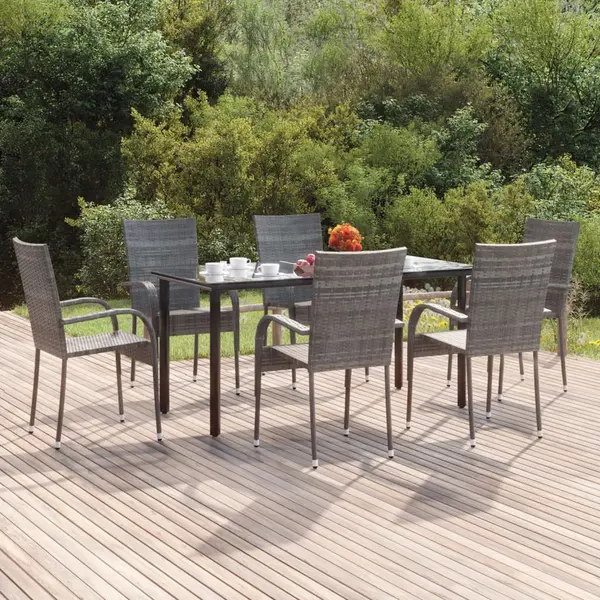 Gossi set mobilier de gradina, 7 piese, gri, poliratan