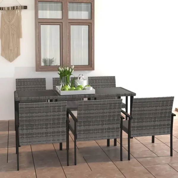 Gossi set mobilier de gradina, 7 piese, gri, poliratan
