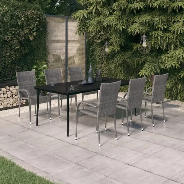 Gossi set mobilier de gradina, 7 piese, gri si negru