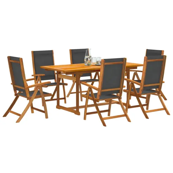 Gossi set mobilier de gradina, 7 piese, lemn masiv acacia/textilena
