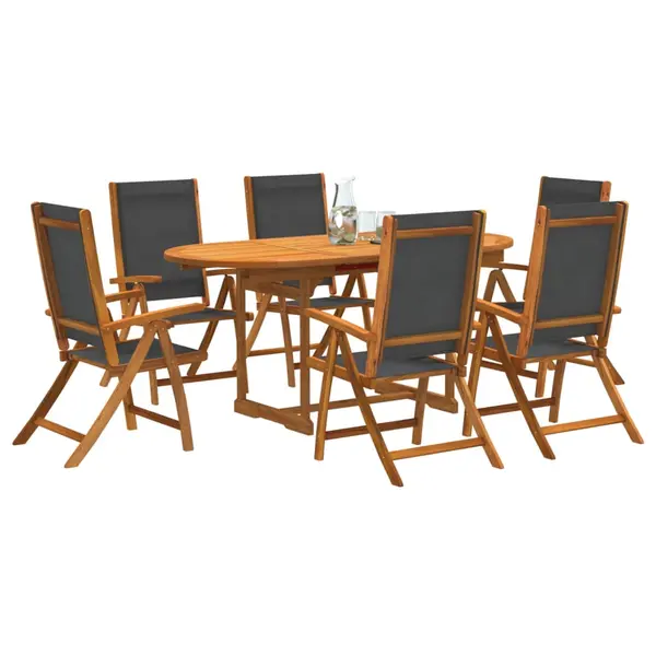 Gossi set mobilier de gradina, 7 piese, lemn masiv acacia/textilena