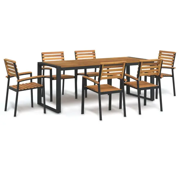 Gossi set mobilier de gradina, 7 piese, lemn masiv de acacia si metal