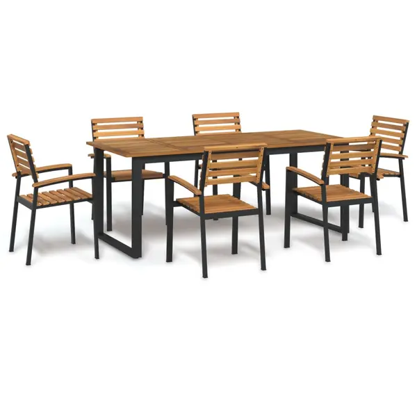 Gossi set mobilier de gradina, 7 piese, lemn masiv de acacia si metal