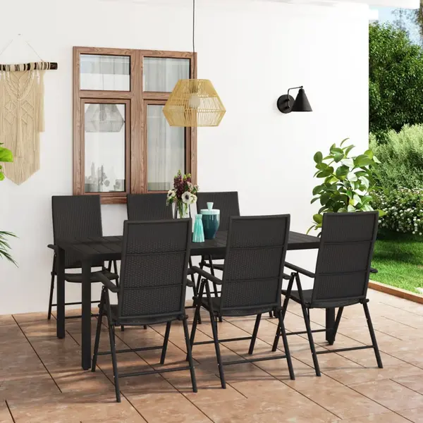 Gossi set mobilier de gradina, 7 piese, negru